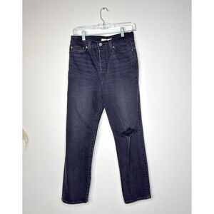 Levis Women Jeans Black Size 29x28 Relaxed Straight Denim Stretch Cotton Distres